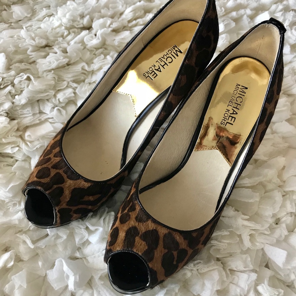 Michael Kors Cheetah York Peep Toe Heels